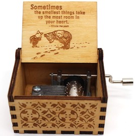ukebobo Wooden Music Box - The Pooh Saying Music Box, Gift for Friend, Merry Christmas Music Box, New Year's Gifts - 1 Set