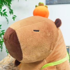 FIAEUGZKM Giant Capybara Stuffed Animal with Turtle Backpack 31.5in Large Persimmon Capybara Plush Toy Soft Flufffy Big Cuddly Plushie for Kids Adults Birthday Festival Gift Home Decoration Toys