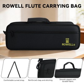 ROWELL Flute Case for 16 & 17 Hole Flutes Structured Gig Bag with 600D Nylon & PVC Frame for Enhanced Protection Ergonomic Handle & Quick-Access Pocket