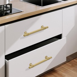 9BUILD 10 Pack 128mm Brushed Gold Kitchen Cupboard Handles Kitchen Door Handles Drawer Handles Zinc Alloy Gold Kitchen Handles Wardrobe Handles Cabinet Handles Cupboard Door Handles