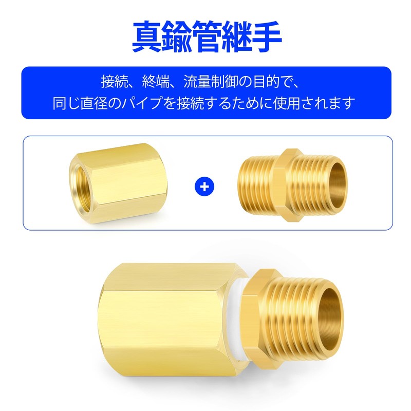 TAILONZ PNEUMATIC 10pcs Brass Full Hex Fittings, 1/8PT Female Fitting