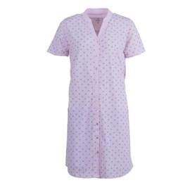 Zeitlos - Women's Short Sleeve Stand-Up Collar Lily Buttons Nightdress, pink
