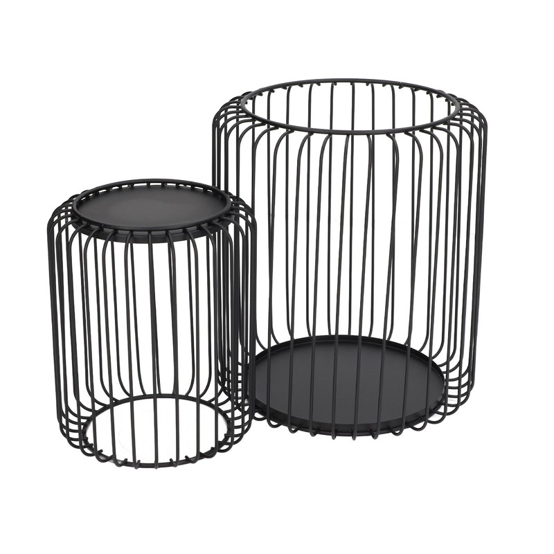 Cage Candleholder Set Matte Black Metal Cylinder Modern Simple Bird