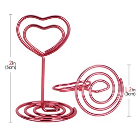 Biiange 20pcs Mini Red Heart Place Table Number Holders, Metal Table Card Holders for Photos, Food Signs, Memo Notes, Weddings, Restaurants, Birthdays