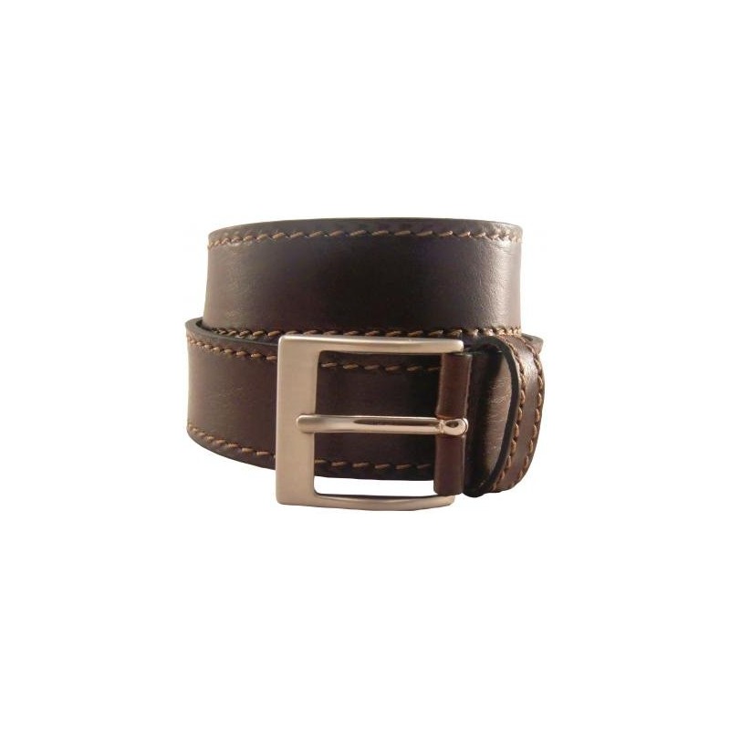 Hebold Unisex Leather Belt Made of Full Leather with Denim