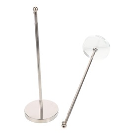 GRIRIW 2Pcs Desktop Flag Holder with Telescopic Metal Flag Pole Wear Resistant Stand for Office and Home Decor