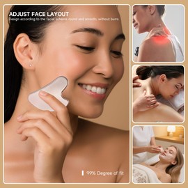 Gua Sha, Herramienta de Guasha Facial, Herramienta de Gua Sha de Acero Inoxidable para Terapia de Acupuntura Facial y Corporal, Tratamiento de Puntos de Activación y Masaje de Spa