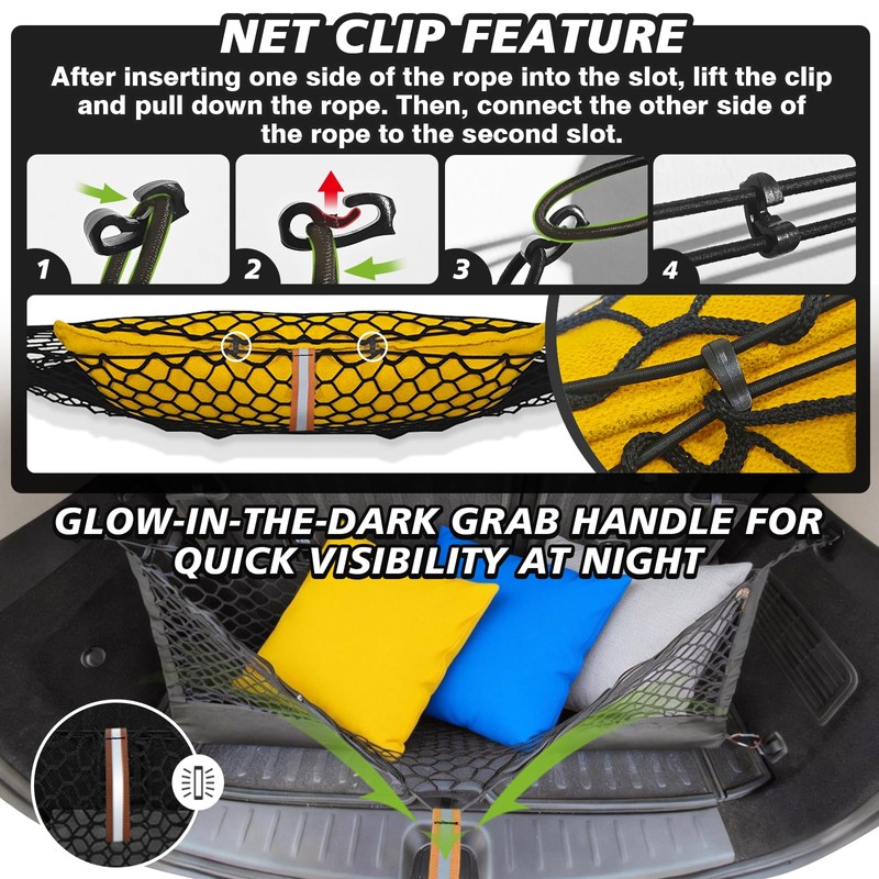 Muslogy Truck Bed Cargo Net Trunk Netting Compatible with 2022-2025