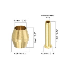 PATIKIL 1/8" Tube ID Compression Assortment Kit, 15 Set Brass Compression Sleeve Ferrule & Insert for Water Oil Air Pipe