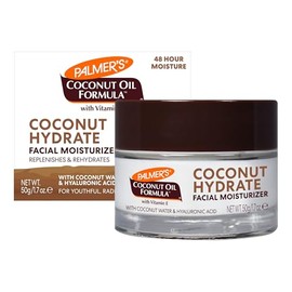 Palmer's Coconut Oil Formula Crema Hidratante Facial con Agua de Coco y Ácido Hialurónico, Humectación 48 Horas, Dermatológicamente Probada, 50g
