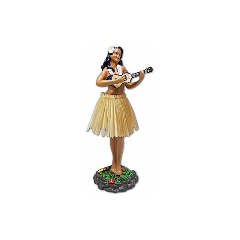 KC Hawaii Leilani Dashboard Doll Playing Ukulele Natural 7 inches