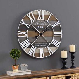 FirsTime & Co.® Gray Maritime Farmhouse Planks Clock, American Crafted, Gray, 24 x 2 x 24 ,