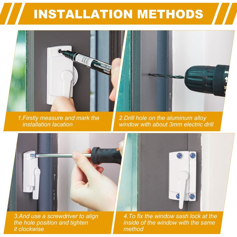 Qunclay 8 Pack Cam Action Window Sash Locks and Keeper,