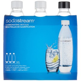 SodaStream Verschmolzene Flaschen für Source, Play, Power, Spirit, Fizzi und Genesis Carbonator, 1 Liter, 3er-Pack (3 x 1 l)