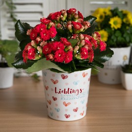 GRUSS & CO 48243 Flower Pot with Human Motif, Stoneware, 10 cm, Multicoloured, Gift for Her, Valentine's Day, Birthday