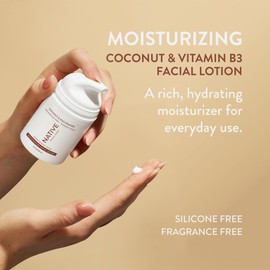 Native Moisturizing Daily Facial Moisturizer Gentle Face Lotion Hydrating Cream for Women and Men with Vitamin B3 & Coconut Lightweight Non Greasy Formula - 1.7 fl oz