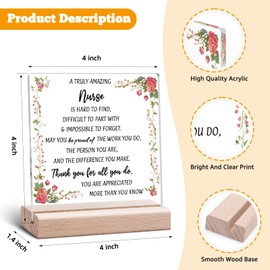 Nurse Acrylic Plaque Nurse Appreciation Gifts for Women Nursing Student Graduation Present Nurse Practitioner Clear Desk Decorative Retirement Nurses Week Gift Acrylic Plaque with Wooden Stand