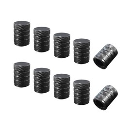Ziciner 10 PCS Car Tire Valve Stem Caps, Anodized Aluminum Wheel Stem Covers, Corrosion Resistant Car Tire Air Caps, Vehicle Exterior Accessories for Car, Truck, Motorcycle, Bike (Black-10 PCS)