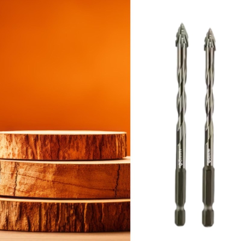 Milageto 2 Pieces Four Flute Sawtooth Eccentric Drill Bits Hexagon