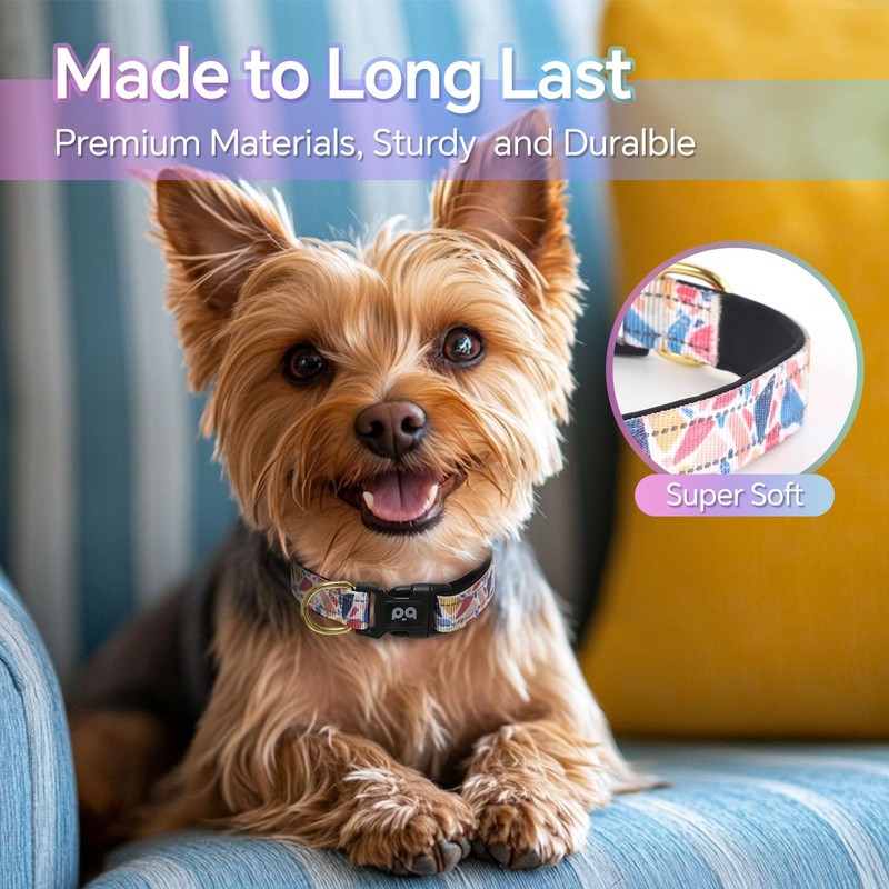QQPETS Reflective Dog Collar with Soft Neoprene Padded Breathable Nylon