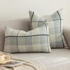 vctops Rustic Lattice Cotton Linen Decorative Throw Pillow Cover Embroidery