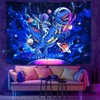 YEXIT Funny Space Astronaut Dinosaur Tapestry, Blacklight Trippy Galaxy Universe