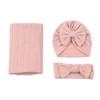3pcs Receiving Blanket Headband Set Cotton Polyester Wheat Texture Pure