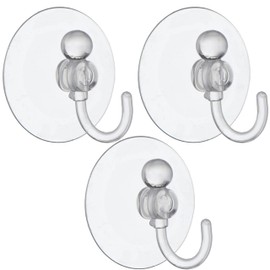 Toyland® Pack of 3-9cm (3.5") Giant Clear Suction Hooks - Reusable Everyday Household Storage - Kitchen & Bathroom Multi-Purpose Hooks