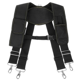 sourcing map Tool Belt Suspenders with 4 Attachment Loops Magnetic Wristband Movable Phone Holder Pencil Holder for Framer Carpenter Electrician Tool Belt, Black/Red