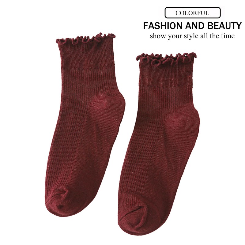 DOOVID Ruffle Crew Socks Cute Ankle Socks for Women Girls