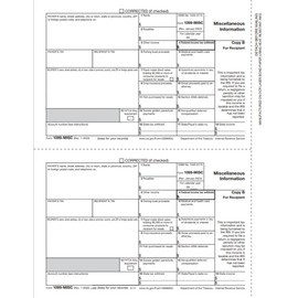 EGP 1099-MISC, Recipient Copy B, IRS Approved, Laser, Quantity 100 Forms/Recipients - 50 Sheets