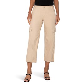 Liverpool Los Angeles Womens Mid-Rise Utility Crop with Tab Hem & Cargo Pockets Pants Hazelnut 12 26