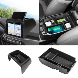 Neepiar 2PCS Center Console Organizer Compatible with Ford Escape 2020-2024 Armrest Storage Box and Dashboard Tray Behind 8-inch Screen Dash Insert Tray Interior Accessories-Not for 13.2" Display