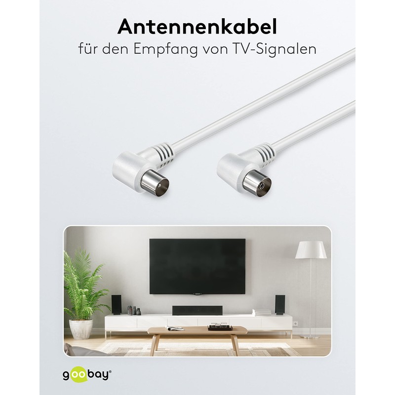 Goobay 11521 Angled Antenna Cable, Satellite Connection Cable, Satellite Cable,