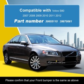 Goholy Car Front Bumper Tow Hook Cover Compatible with Volvo S80 2007 2008 2009 2010 2011 2012 Trailer Cover Cap 30655115 39870061 Small Lid Towing Eye Cap Unpainted Right Passenger Side