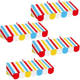 Tallew 4 Pcs 3D Circus Awning Wall Decoration Carnival Awning for Carnival Theme Party Classroom Decorations (Red, Yellow, Blue and White)