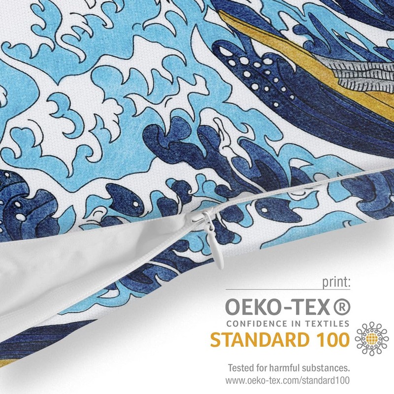 VOID Hokusai Wave Kangawa Japan Cushion Cover Polyester Waterproof Outdoor