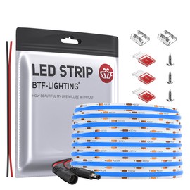 BTF-LIGHTING FCOB COB LED Tape Light High Density Flexible LED Tape Light 5M 480LEDs/m 2400LEDs/5m Blue 8mm Width Strip Light DC12V 9W/m Dimmable Transformable Cuttable Bedroom Kitchen Home Indoor