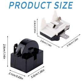 QP2-4.7 Starter Relay, 1 Pin Refrigerator Starter Relay with 6750C-0005P Refrigerator Overload Protector QP2-4r7 Relay Replacement Parts for Mini Fridges Coolers LG Refrigerator Compressor