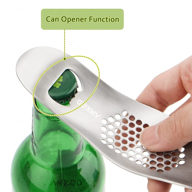 AMXRD Garlic Press Rocker & Silicone Peeler (Random Color), Stainless