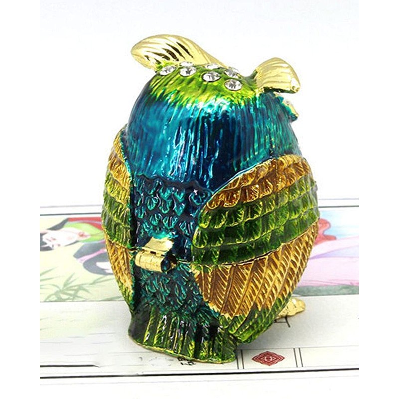 ChezMax Owl Trinket Box Jewelry Box Hinged Collectible Animal Figurine