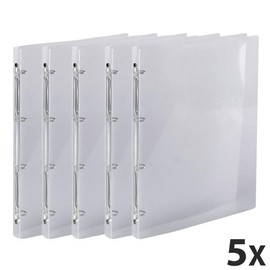 Exacompta - Ref. 511944E - Box of 5 flexible PP Crystal binders - 4 round rings, diameter 15mm - Spine 20mm - External dimensions: 32x25 cm - Format to file A4 - Colour: crystal