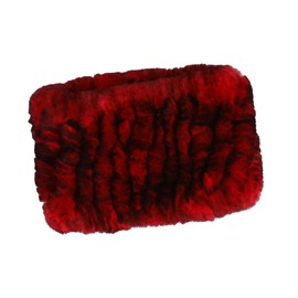 BOONJOVIA Rex Rabbit Fur Knitted Headband - Winter Fashion Ear Warmers Neck Warmer Snood Scarf (Red Frost, One Size)