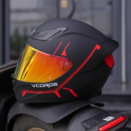 VCOROS Motorcycle Helmets Visor Shield WS-609 Full Face Helmet Visor Replacement Accessories (Chrome Red)