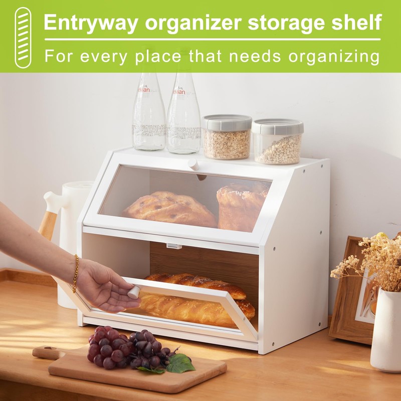 Farmhouse Bread Box for Kitchen Countertop Bread box Double Layer