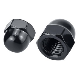 #8-32 Black Acorn Hex Cap Nuts (50 pcs), 304 Stainless Steel 18/8, Black Oxide Coated, Acorn Dome Head Cap Nuts, Fayeploo