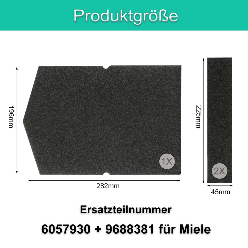 3 Pack Foam Filter Replacement for Miele Heat Pump Dryer