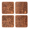 Tokyo Map, Sapele Wood Coasters, Set of 4 with City