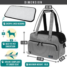 PetAmi Small Dog Purse Carrier, Soft-Sided Pet Carrier Bag with Pockets, Portable Puppy Cat Travel Handbag Tote, Airline Approved Breathable Mesh, Poop Bag Dispenser, Max 18 lbs, Chevron Teal