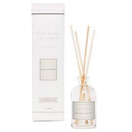 K. Hall Designs Washed Cotton Boxed Diffuser Kit, Refreshing Clean Scent, Reed Diffuser Set for Home, Long Lasting Aroma Diffuser, Refillable, 8 fl oz